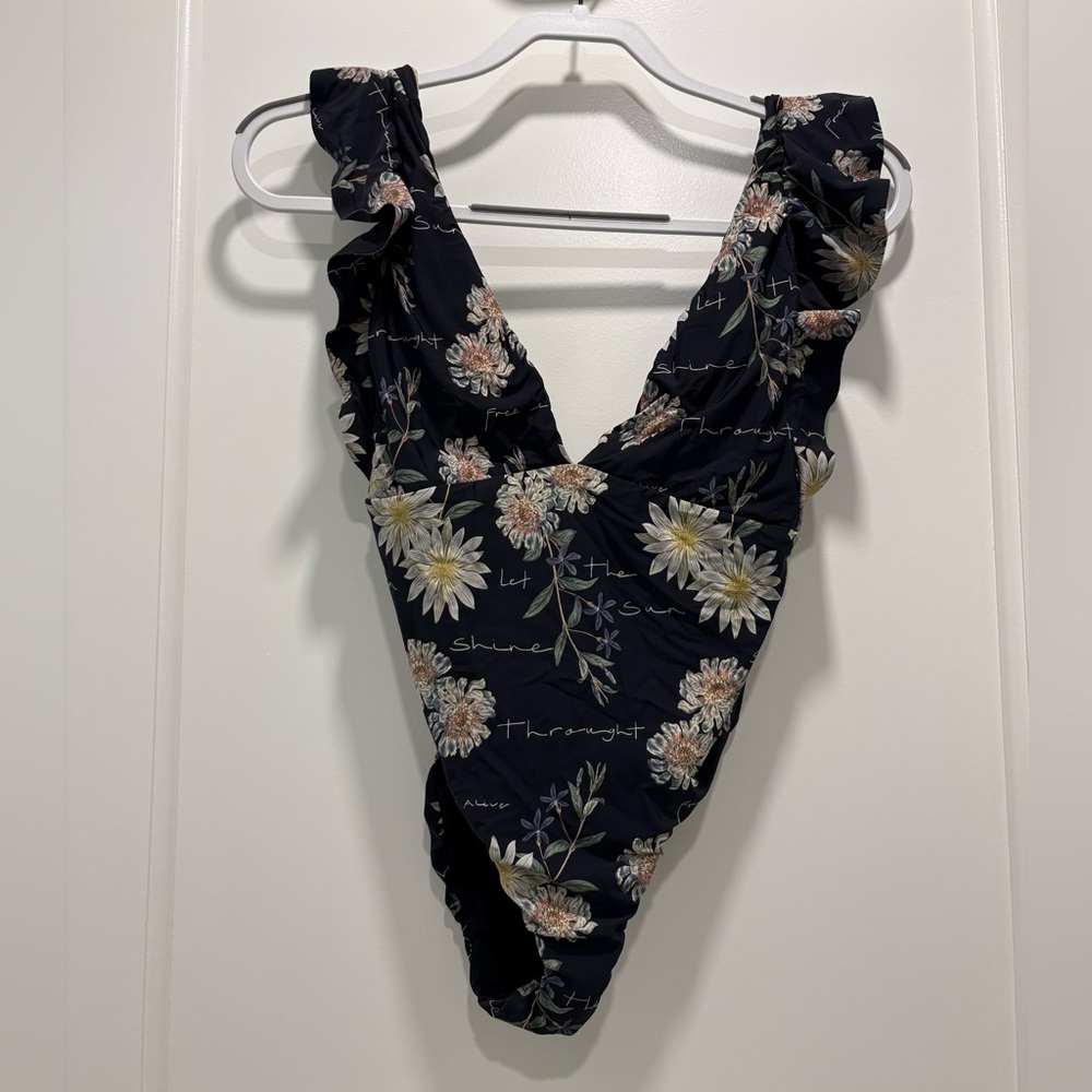 Floral Black One-Piece Swimsuit